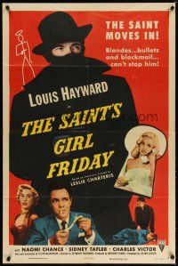 7r094 SAINT'S GIRL FRIDAY 1sh '54 blondes and bullets can't stop Louis Hayward!