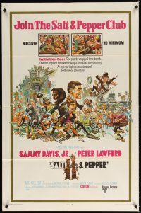 7r779 SALT & PEPPER 1sh '68 great artwork of Sammy Davis & Peter Lawford by Jack Davis!