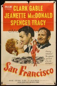 7r782 SAN FRANCISCO 1sh R48 Clark Gable & sexy Jeanette MacDonald together for the first time!