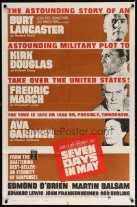 7r807 SEVEN DAYS IN MAY int'l 1sh '64 art of Lancaster, Kirk Douglas, Fredric March & Ava Gardner!
