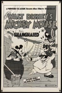 7r815 SHANGHAIED 1sh R74 cool art of Mickey Mouse dueling Pegleg Pete w/swordfish!
