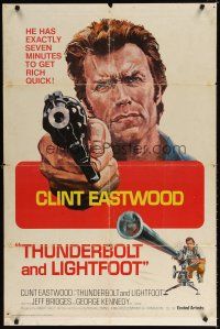 7r922 THUNDERBOLT & LIGHTFOOT int'l 1sh '74 artwork of Clint Eastwood with HUGE gun!