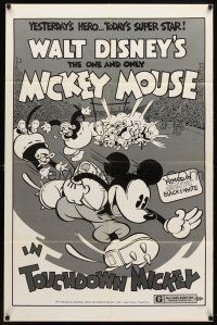 7r933 TOUCHDOWN MICKEY 1sh R74 Walt Disney, great cartoon art of Mickey Mouse playing football!