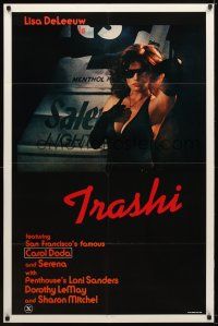 7r937 TRASHI 1sh '81 sexploitation, trashy Lisa DeLeeuw in shades & gloves!