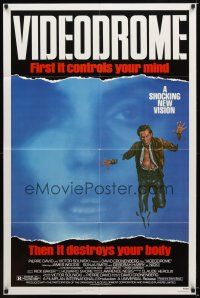 7r953 VIDEODROME 1sh '83 David Cronenberg, James Woods, Debbie Harry, sci-fi!