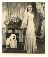 7s102 ANNE SHIRLEY 8x10 still '30s full-length portrait in pretty dress standing by painting!