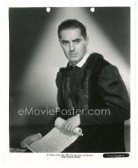 7s144 BLACK ROSE 8x10 key book still '50 close up of Tyrone Power in costume holding scroll!