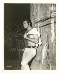 7s173 BURT REYNOLDS 8x10 still '61 youthful shirtless portrait leaning on tree from Angel Baby!