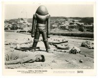 7s277 EARTH VS. THE FLYING SAUCERS 8x10 still '56 cool image of robot standing over dead soldiers!