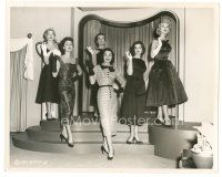 7s327 GARMENT JUNGLE 8x10 still '57 great image of six models posing on stage by Coburn!