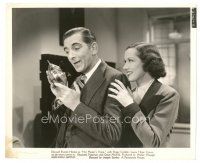 7s381 HER MASTER'S VOICE 8x10 still '36 Peggy Conklin smiles at Edward Everett Horton w/microphone