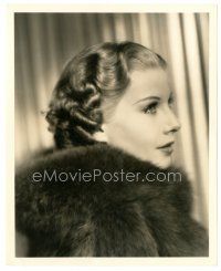 7s410 IRENE MANNING 8x10 still '30s glamorous profile portrait of the pretty actress in fur coat!