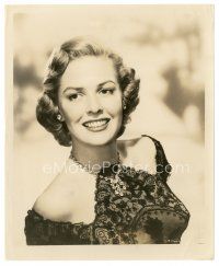 7s435 JANIS CARTER 8x10 still '40s head & shoulders portrait in sexy lace top & cool necklace!