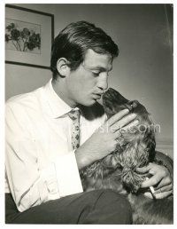 7s440 JEAN-PAUL BELMONDO 8x10 still '50s super young portrait playing with his cool dog!