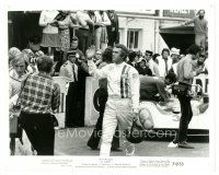 7s503 LE MANS 8x10 still '71 c/u of race car driver Steve McQueen standing in front of cool car!
