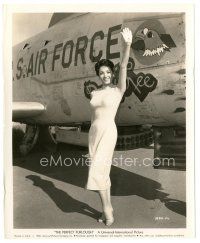 7s517 LINDA CRISTAL 8x10 still '58 the sexy actress posing by Air Force plane from Perfect Furlough