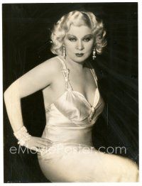 7s548 MAE WEST 6.75x9 still '30s seated close up in sexy dress with her hand on her hip!