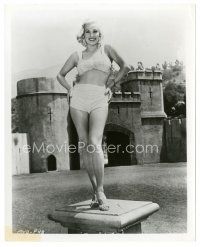 7s554 MAMIE VAN DOREN 8x10 still '50s full-length in sexy swimsuit standing in front of castle!