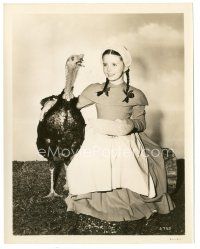 7s563 MARGARET O'BRIEN 8x10 still '40s cute Thanksgiving portrait with a real turkey!
