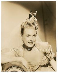 7s581 MARTHA MONTGOMERY 7.25x9.5 still '40s smiling portrait with wacky bicycle hairpiece!