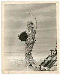 7s597 MARY PICKFORD deluxe 8x10 still '30s America's sweetheart in great beach outfit holding ball!