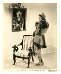 7s693 PAULINE MOORE 8x10 still '30s wonderful portrait in cool fur-trimmed dress by mirror!