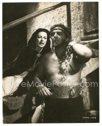 7s766 SAMSON & DELILAH 7.25x9.25 still '49 c/u of Hedy Lamarr yelling at blind Victor Mature!