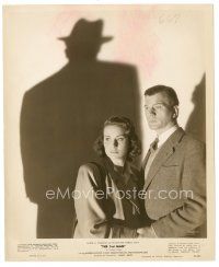 7s897 THIRD MAN 8x10 still '49 Joseph Cotten & Alida Valli w/ menacing shadow, classic film noir!