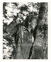 7s948 VICTOR MATURE 8x10 still '55 close up wearing buckskin & holding knife by Gereghty!