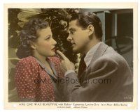 7s018 AND ONE WAS BEAUTIFUL color 8x10 still '40 c/u of Robert Cummings scolding pretty Laraine Day