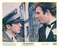 7s034 GODFATHER color 8x10 still '72 close up of Al Pacino & James Caan staring at each other!