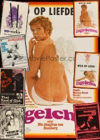 7t057 LOT OF 8 FOLDED U.S. & EUROPEAN EROTIC MOVIE POSTERS '60s-80s sexy images & artwork!