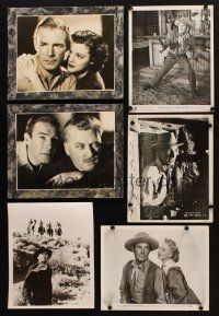 7t078 LOT OF 6 RANDOLPH SCOTT STILLS & SWISS LOBBY CARDS '40s-50s great images of the cowboy star!