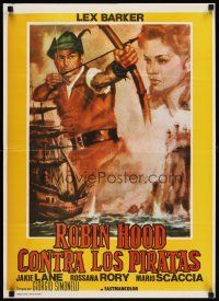 7w021 ROBIN HOOD & THE PIRATES Argentinean 21x29 '61 art of Lex Barker in title role!