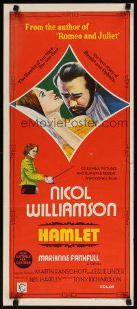 7w644 HAMLET Aust daybill '70 Nicol Williamson in title role & Marianne Faithfull as Ophelia!