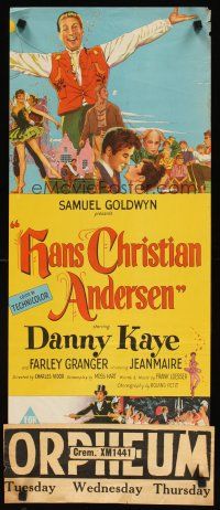 7w645 HANS CHRISTIAN ANDERSEN Aust daybill '53 art of Danny Kaye w/story characters!