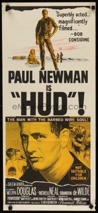7w660 HUD Aust daybill '63 Paul Newman is the man with the barbed wire soul, Martin Ritt classic!