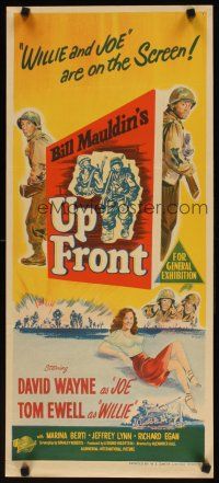 7w765 UP FRONT Aust daybill '51 written by Bill Mauldin, art of soldiers David Wayne & Tom Ewell!