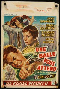7w459 BULLET IS WAITING Belgian '54 Jean Simmons is trapped with Rory Calhoun & Stephen McNally!