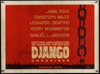 7w315 DJANGO UNCHAINED teaser DS British quad '12 Jamie Foxx, Leonardo DiCaprio, cool chain design!