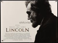 7w336 LINCOLN advance DS British quad '12 cool image of Daniel Day-Lewis in title role!