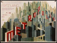 7w342 METROPOLIS DS British quad R10 Fritz Lang classic, art of city by Bilinsky!