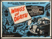 7w372 WINGS OF DEATH British quad '61 cool art from Scotland Yard action thriller series!