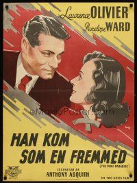 7w540 ADVENTURE FOR TWO Danish '46 Laurence Olivier, Penelope Howard, World War II!