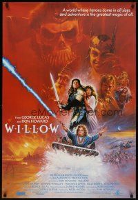 7w287 WILLOW English 1sh '88 George Lucas & Ron Howard directed, art of Kilmer & Joanne Whalley!