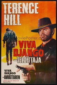 7w194 DJANGO PREPARE A COFFIN Finnish '68 cool close-up art of Terence Hill as Django!