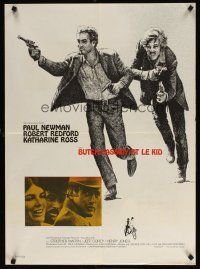 7w381 BUTCH CASSIDY & THE SUNDANCE KID French 23x32 '70 Newman, Robert Redford, Katharine Ross!