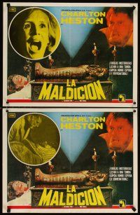 7w009 AWAKENING 4 jumbo Mexican LCs '80 Charlton Heston, Egypt, evil one must not live again!