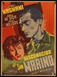 7w010 UNKNOWN MEN OF SAN MARINO Mexican poster '46 Satora art of Anna Magnani & Vittorio De Sica!