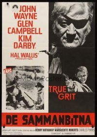 7w061 TRUE GRIT Swedish '69 John Wayne as Rooster Cogburn, Kim Darby, Glen Campbell
